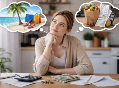 mujer pensando en sus finanzas