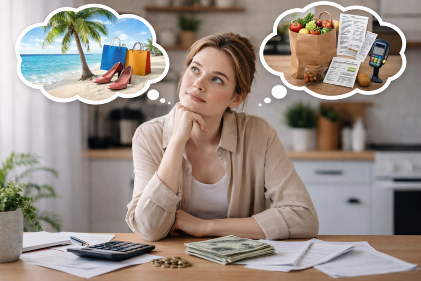 mujer pensando en sus finanzas